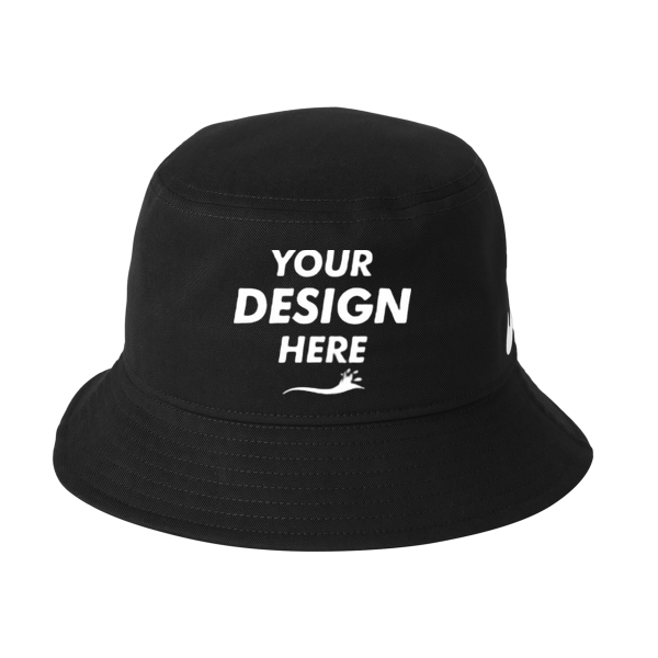 Nike Swoosh Bucket Hat, Black, Front view, Mockup