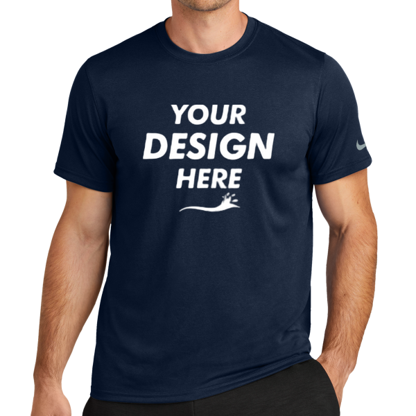 Nike Swoosh Sleeve rLegend Tee, College Navy, Front view, Mockup