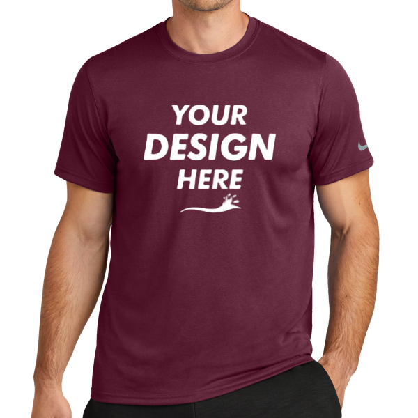 Nike Swoosh Sleeve rLegend Tee, Deep Maroon, Front view, Mockup