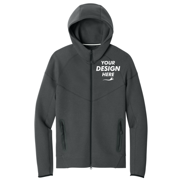 Nike Tech Fleece Full Zip Hoodie, Anthracite Heather, Front view, Mockup