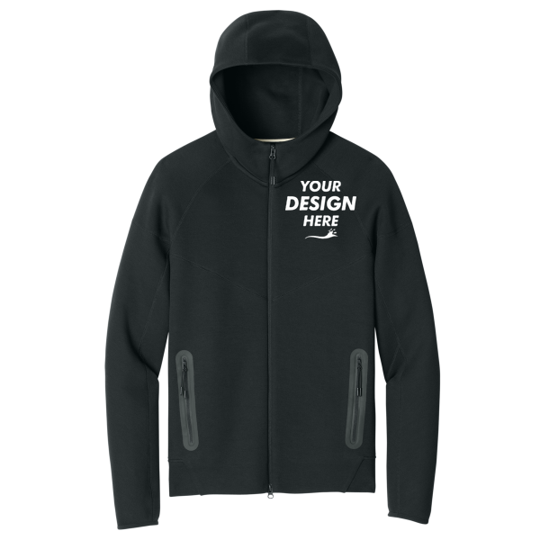 Nike Tech Fleece Full Zip Hoodie, Black, Front view, Mockup