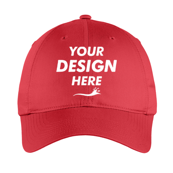 Nike Unstructured Cotton/Poly Twill Cap, Gym Red, Front view, Mockup