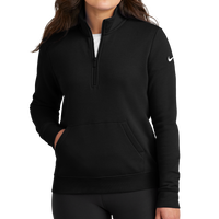 Nike Women's Club Fleece Sleeve Swoosh 1/2 Zip, Black, Front view