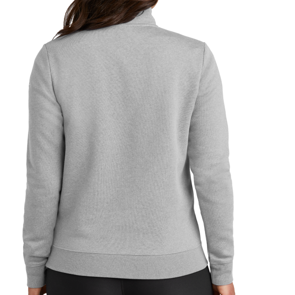 Nike Women's Club Fleece Sleeve Swoosh 1/2 Zip, Dark Grey Heather, Back view