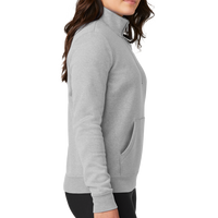 Nike Women's Club Fleece Sleeve Swoosh 1/2 Zip, Dark Grey Heather, Right Sleeve view
