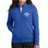 Nike Women's Club Fleece Sleeve Swoosh 1/2 Zip, Game Royal, Front view, Mockup