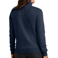 Nike Women's Club Fleece Sleeve Swoosh 1/2 Zip, Midnight Navy, Back view