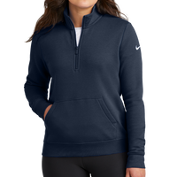 Nike Women's Club Fleece Sleeve Swoosh 1/2 Zip, Midnight Navy, Front view