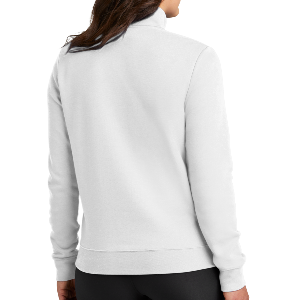 Nike Women's Club Fleece Sleeve Swoosh 1/2 Zip, White, Back view