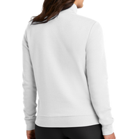 Nike Women's Club Fleece Sleeve Swoosh 1/2 Zip, White, Back view