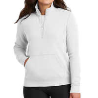 Nike Women's Club Fleece Sleeve Swoosh 1/2 Zip, White, Front view