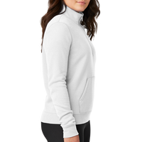 Nike Women's Club Fleece Sleeve Swoosh 1/2 Zip, White, Right Sleeve view