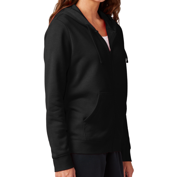 Nike Women's Club Fleece Sleeve Swoosh Full Zip Hoodie, Black, Right Sleeve view