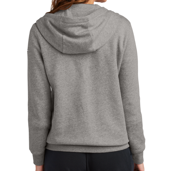 Nike Women's Club Fleece Sleeve Swoosh Full Zip Hoodie, Charcoal Heather, Back view