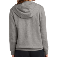 Nike Women's Club Fleece Sleeve Swoosh Full Zip Hoodie, Charcoal Heather, Back view