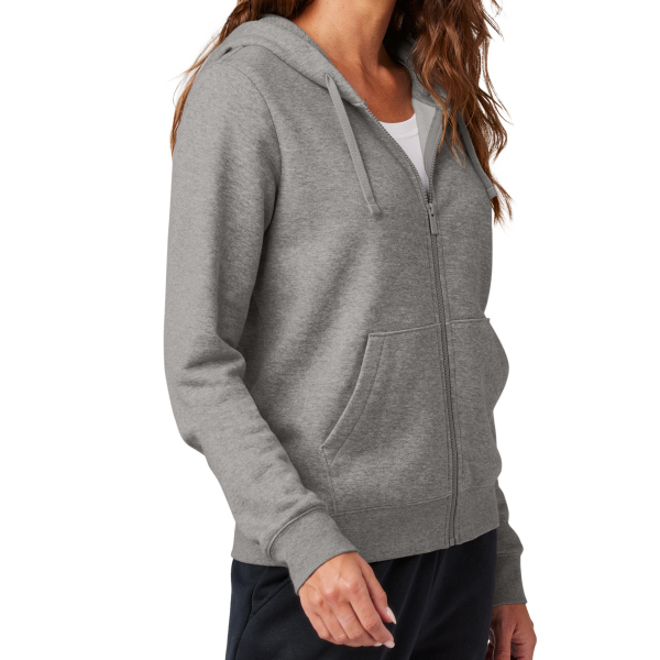 Nike Women's Club Fleece Sleeve Swoosh Full Zip Hoodie, Charcoal Heather, Right Sleeve view
