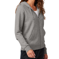 Nike Women's Club Fleece Sleeve Swoosh Full Zip Hoodie, Charcoal Heather, Right Sleeve view