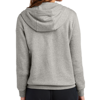 Nike Women's Club Fleece Sleeve Swoosh Full Zip Hoodie, Dark Grey Heather, Back view