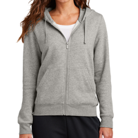 Nike Women's Club Fleece Sleeve Swoosh Full Zip Hoodie, Dark Grey Heather, Front view