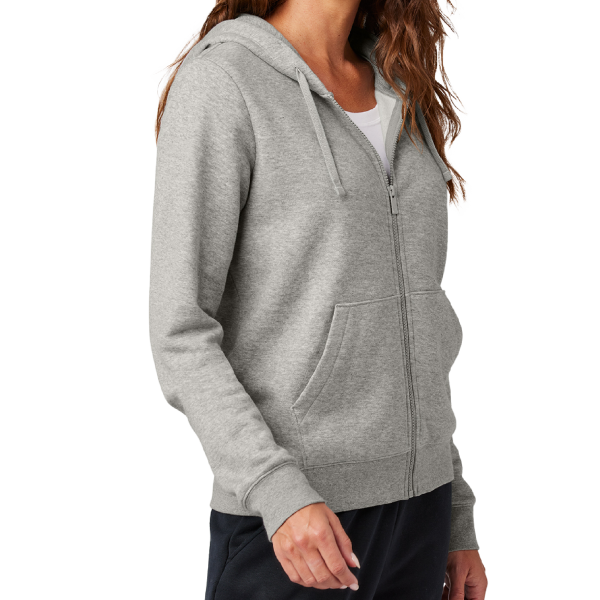 Nike Women's Club Fleece Sleeve Swoosh Full Zip Hoodie, Dark Grey Heather, Right Sleeve view