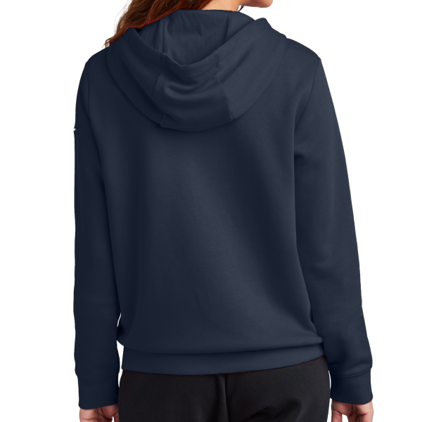 Nike Women's Club Fleece Sleeve Swoosh Full Zip Hoodie, Midnight Navy, Back view