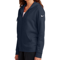 Nike Women's Club Fleece Sleeve Swoosh Full Zip Hoodie, Midnight Navy, Left Sleeve view