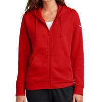 Nike Women's Club Fleece Sleeve Swoosh Full Zip Hoodie, University Red, Front view
