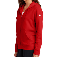Nike Women's Club Fleece Sleeve Swoosh Full Zip Hoodie, University Red, Left Sleeve view