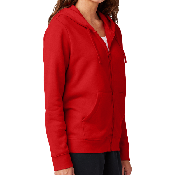 Nike Women's Club Fleece Sleeve Swoosh Full Zip Hoodie, University Red, Right Sleeve view