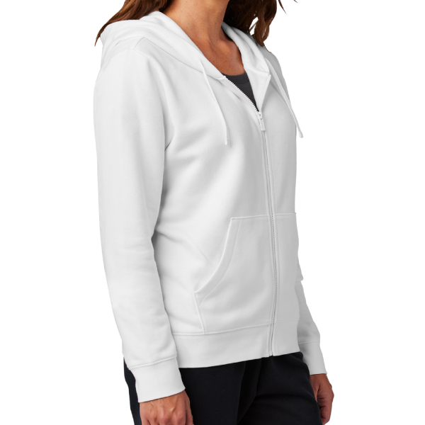 Nike Women's Club Fleece Sleeve Swoosh Full Zip Hoodie, White, Right Sleeve view