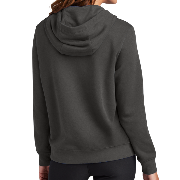 Nike Women's Club Fleece Sleeve Swoosh Pullover Hoodie, Anthracite, Back view