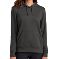 Nike Women's Club Fleece Sleeve Swoosh Pullover Hoodie, Anthracite, Front view