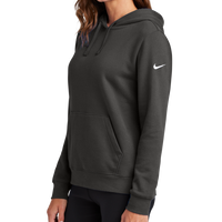Nike Women's Club Fleece Sleeve Swoosh Pullover Hoodie, Anthracite, Left Sleeve view