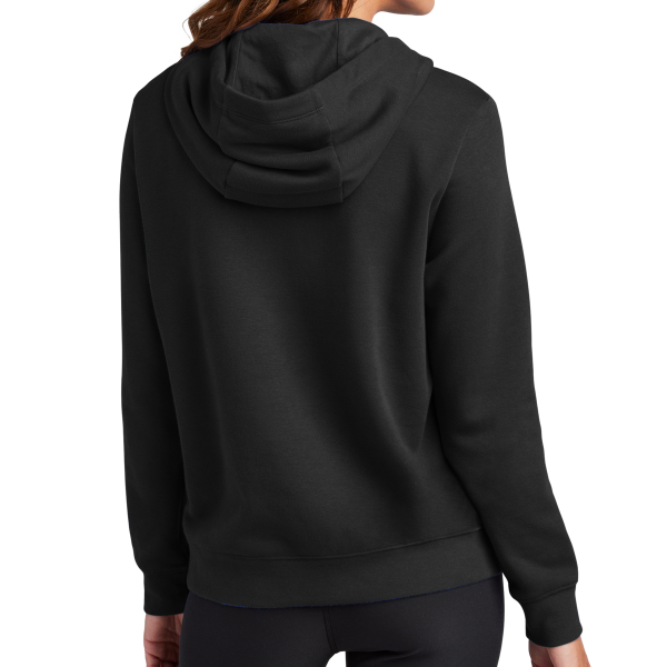 Nike Women's Club Fleece Sleeve Swoosh Pullover Hoodie, Black, Back view