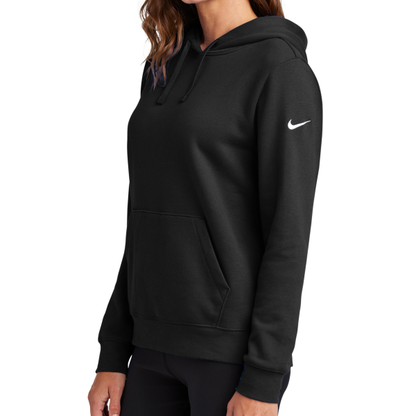 Nike Women's Club Fleece Sleeve Swoosh Pullover Hoodie, Black, Left Sleeve view