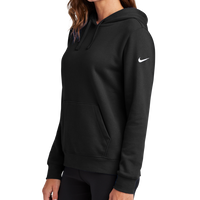 Nike Women's Club Fleece Sleeve Swoosh Pullover Hoodie, Black, Left Sleeve view