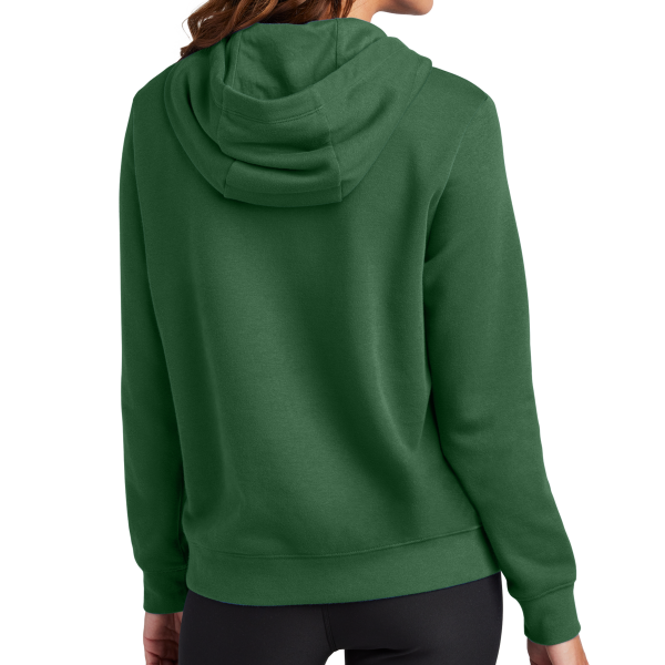 Nike Women's Club Fleece Sleeve Swoosh Pullover Hoodie, Gorge Green, Back view