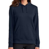 Nike Women's Club Fleece Sleeve Swoosh Pullover Hoodie, Midnight Navy, Front view