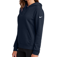 Nike Women's Club Fleece Sleeve Swoosh Pullover Hoodie, Midnight Navy, Left Sleeve view