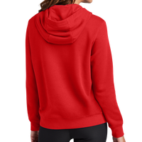 Nike Women's Club Fleece Sleeve Swoosh Pullover Hoodie, University Red, Back view
