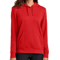 Nike Women's Club Fleece Sleeve Swoosh Pullover Hoodie, University Red, Front view