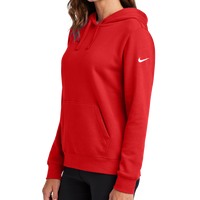 Nike Women's Club Fleece Sleeve Swoosh Pullover Hoodie, University Red, Left Sleeve view