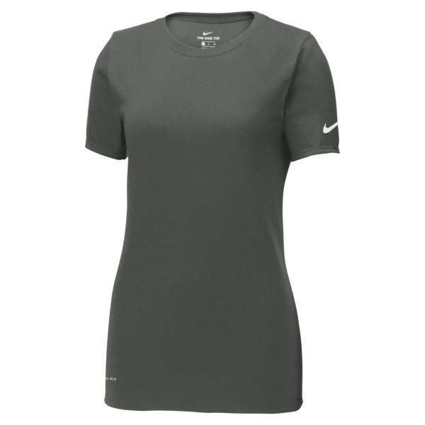 Nike Women's Dri FIT Cotton/Poly Scoop Neck Tee, Anthracite, Front view