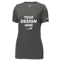 Nike Women's Dri FIT Cotton/Poly Scoop Neck Tee, Anthracite, Front view, Mockup