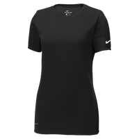 Nike Women's Dri FIT Cotton/Poly Scoop Neck Tee, Black, Front view