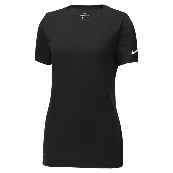 Nike Women's Dri FIT Cotton/Poly Scoop Neck Tee, Black, Front view