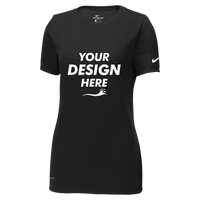 Nike Women's Dri FIT Cotton/Poly Scoop Neck Tee, Black, Front view, Mockup