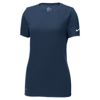 Nike Women's Dri FIT Cotton/Poly Scoop Neck Tee, College Navy, Front view