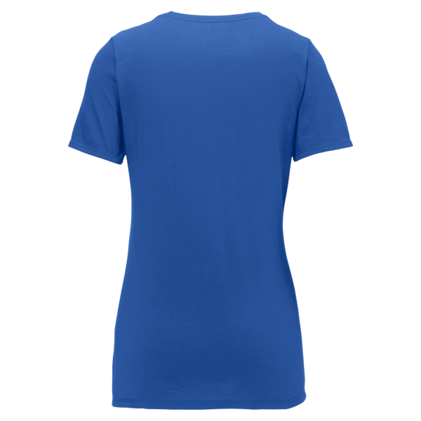 Nike Women's Dri FIT Cotton/Poly Scoop Neck Tee, Rush Blue, Back view