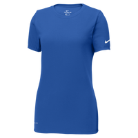 Nike Women's Dri FIT Cotton/Poly Scoop Neck Tee, Rush Blue, Front view